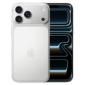 Apple iPhone 17 Pro Max en titanio blanco, vista trasera y frontal