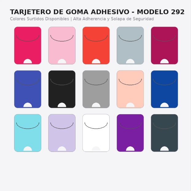 Tarjetero de Goma Silicona Modelo 292 - Colores Surtidos Disponibles