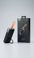 Power Bank KP-54 5000 mAh con Soporte y Correa - Negro con detalles naranjas
