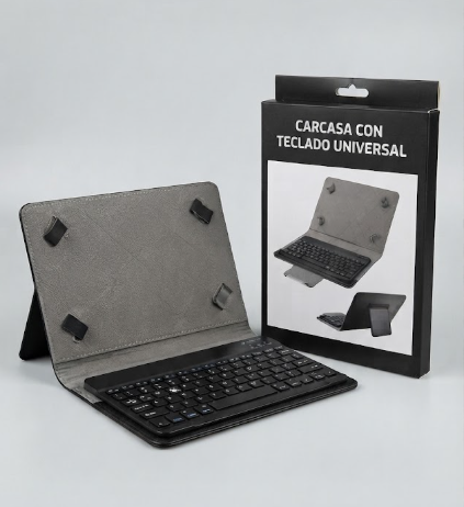 Funda Carcasa con Teclado Inalámbrico Bluetooth Universal para Tablets 9-11" - Color Negro