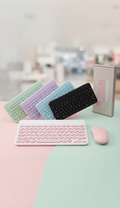 Kit de Teclado y Mouse Inalámbrico Bluetooth - Colores Surtidos Rosado Negro Celeste Morado Verde