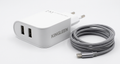 Cargador Kingleen C833E de Pared Dual USB 2.1A para iPhone con cable trenzado USB-C incluido